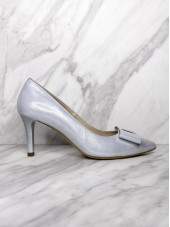 Glitter Heeled Court Shoe - Silver (Emis)