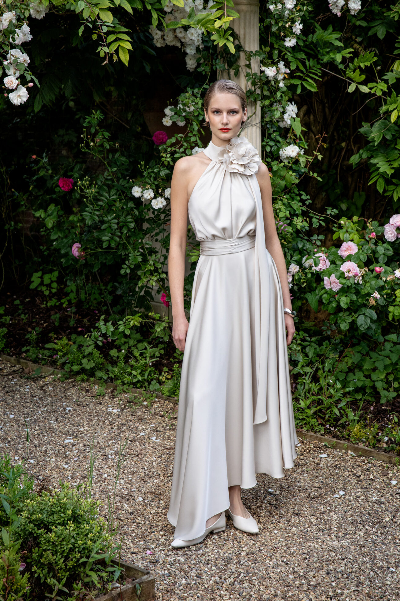 oyster color bridesmaid dress Six Stories Cowl Back Satin Bridesmaid Dress main image 0
